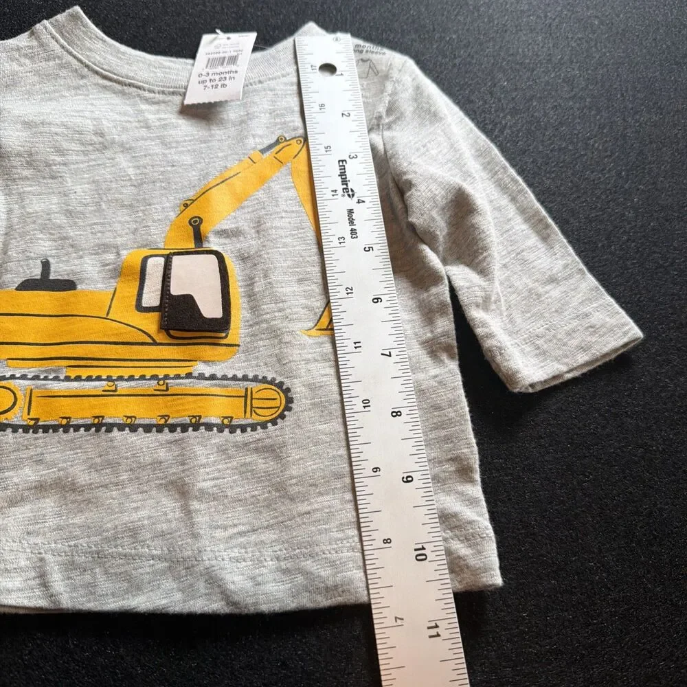 NWT Baby Gap Excavator Shirt Long Sleeve Grey  Boys Size 0-3 Months —182